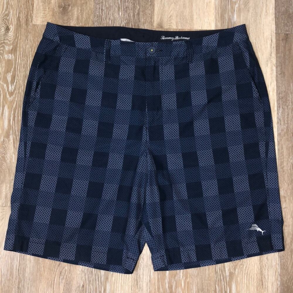 Tommy Bahama Plaid Tech Flat Front Board Style Shorts 38 EUC